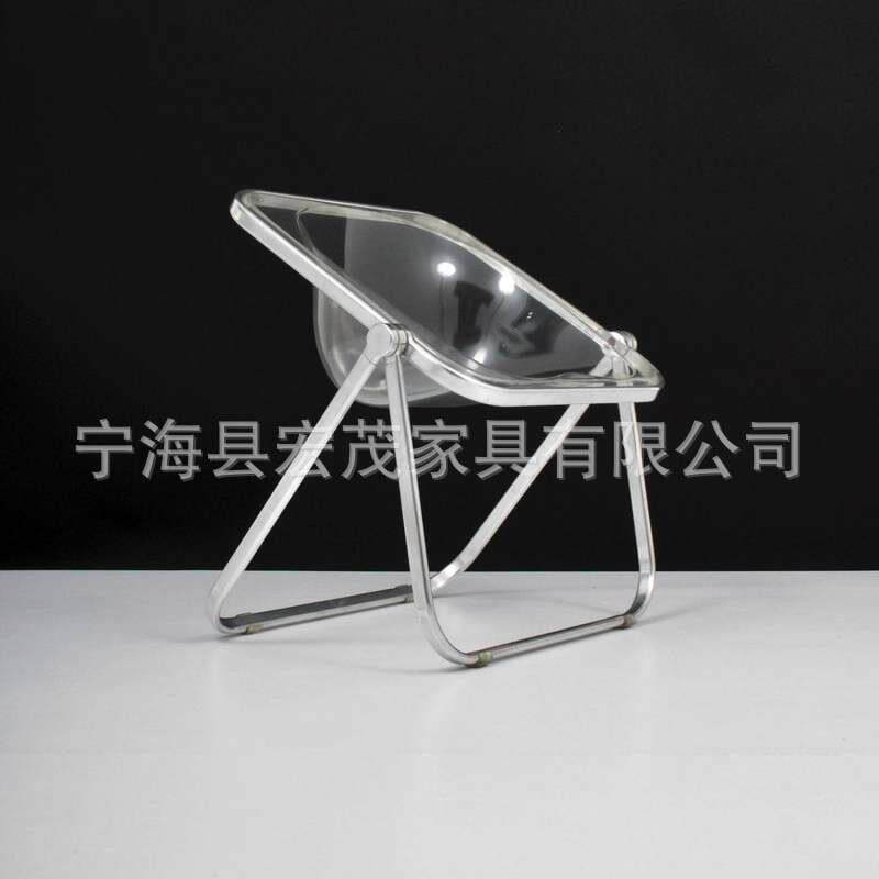 简约塑料靠背网红凳子化妆椅中古亚克力椅子北欧折叠餐椅沙发椅