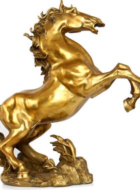 黄铜马摆件工艺品摆设办公室金属装饰品跃马黄铜马