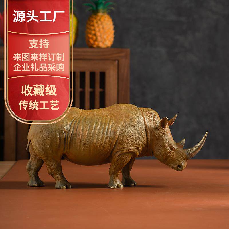 铜犀牛摆件纯手工艺术品家居办公室装饰仿真动物雕塑摆件
