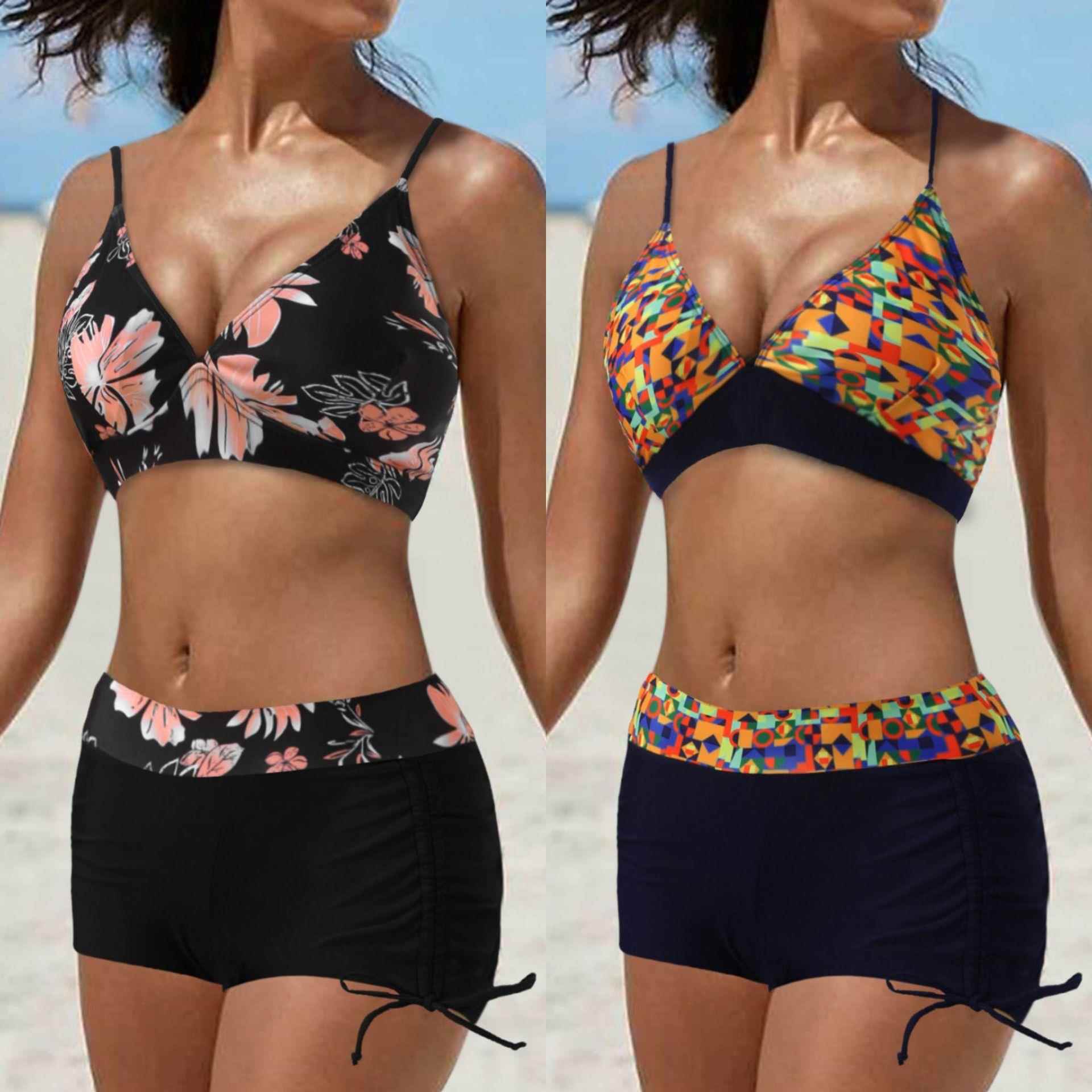 three-layer swimsuit ruffled plus fat two-piece swimsuit