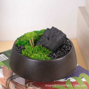 中式陶瓷洽谈绿工艺品摆件桌面桌花艺售楼处新仿真样板房创意植