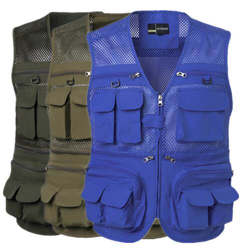 Middle aged and elderly men's vest, fishing photographer,