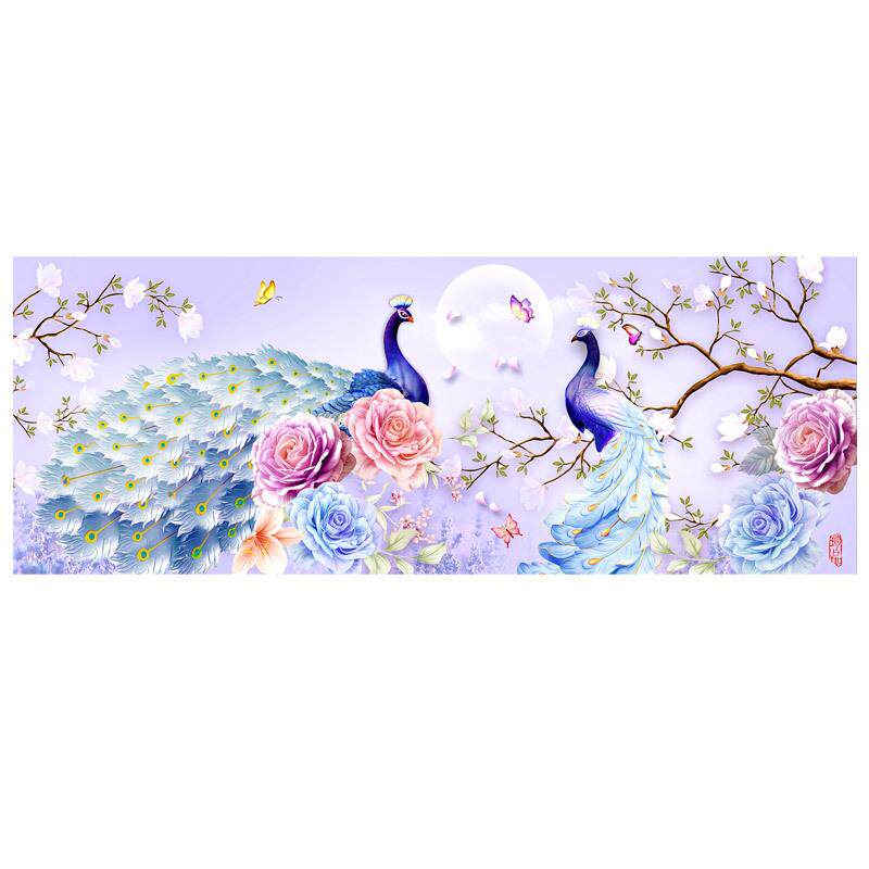 2022新款钻石画水晶客厅满钻花开富贵孔雀十字绣5d水钻贴画2021砖