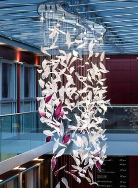 羽毛造型售楼部灯饰商场大堂楼梯过道灯艺术装饰水晶玻璃吊饰大灯