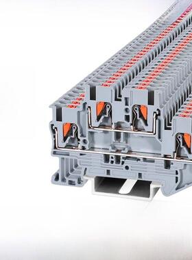 PTTB2.5双层快速接线端子排PTTB2.5-PE-PV上下互联弹簧插拔直插式