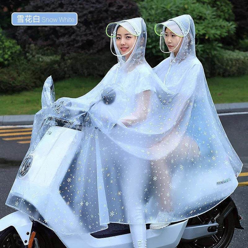 电动机车雨衣双人男女骑行电动车2人透明母子专用新款防暴雨披