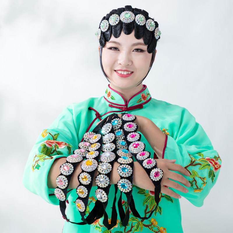七星圆泡子戏剧戏曲水钻头面京剧头饰宝石花额头泡子五彩木钻戏服