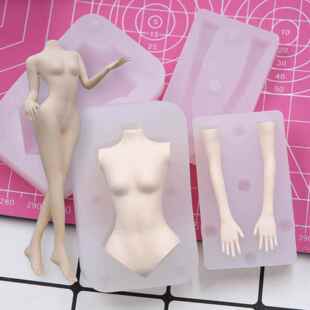 原创diy正比女体膜具超轻土石塑软陶泥人偶矽胶女体身体模具