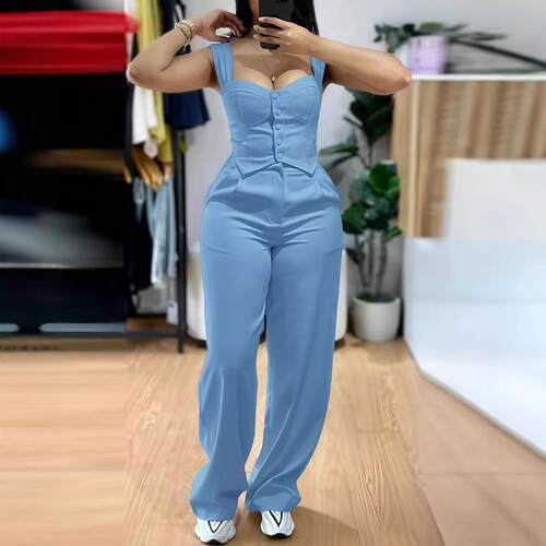 Chic Women Suit Sexy Two Piece Set Summer Sleeveless Slim