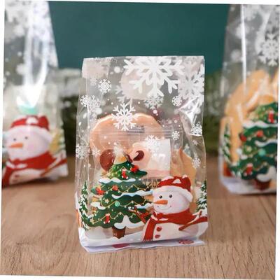 25/50Pcs Christmas Candy Bags Snowflake Snowman Large Snack