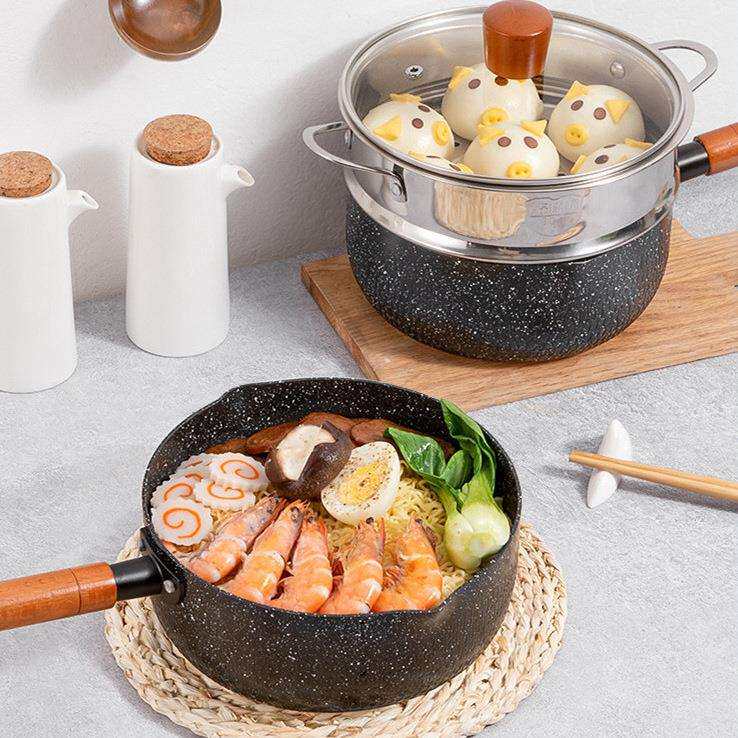 日式加厚雪平锅麦饭石婴儿辅食锅
