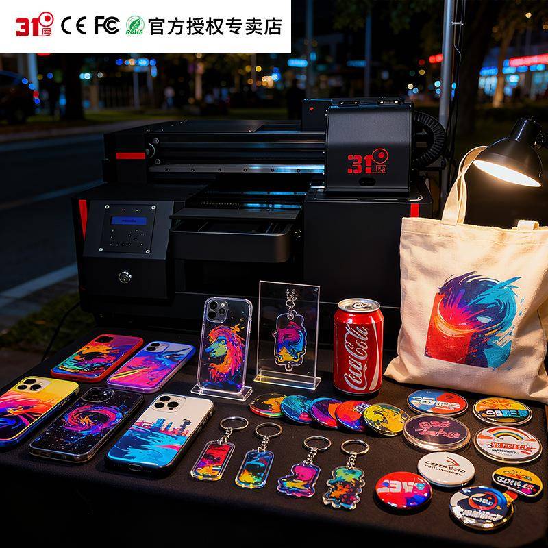 UV打印机小型创业赚钱手机壳塑料易拉罐钥匙扣标牌喷绘印刷机