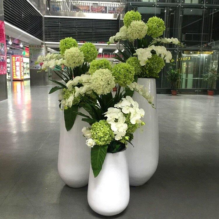 水滴落地大花瓶仿真插花组合酒店旋转门商场装饰品软装花艺摆件