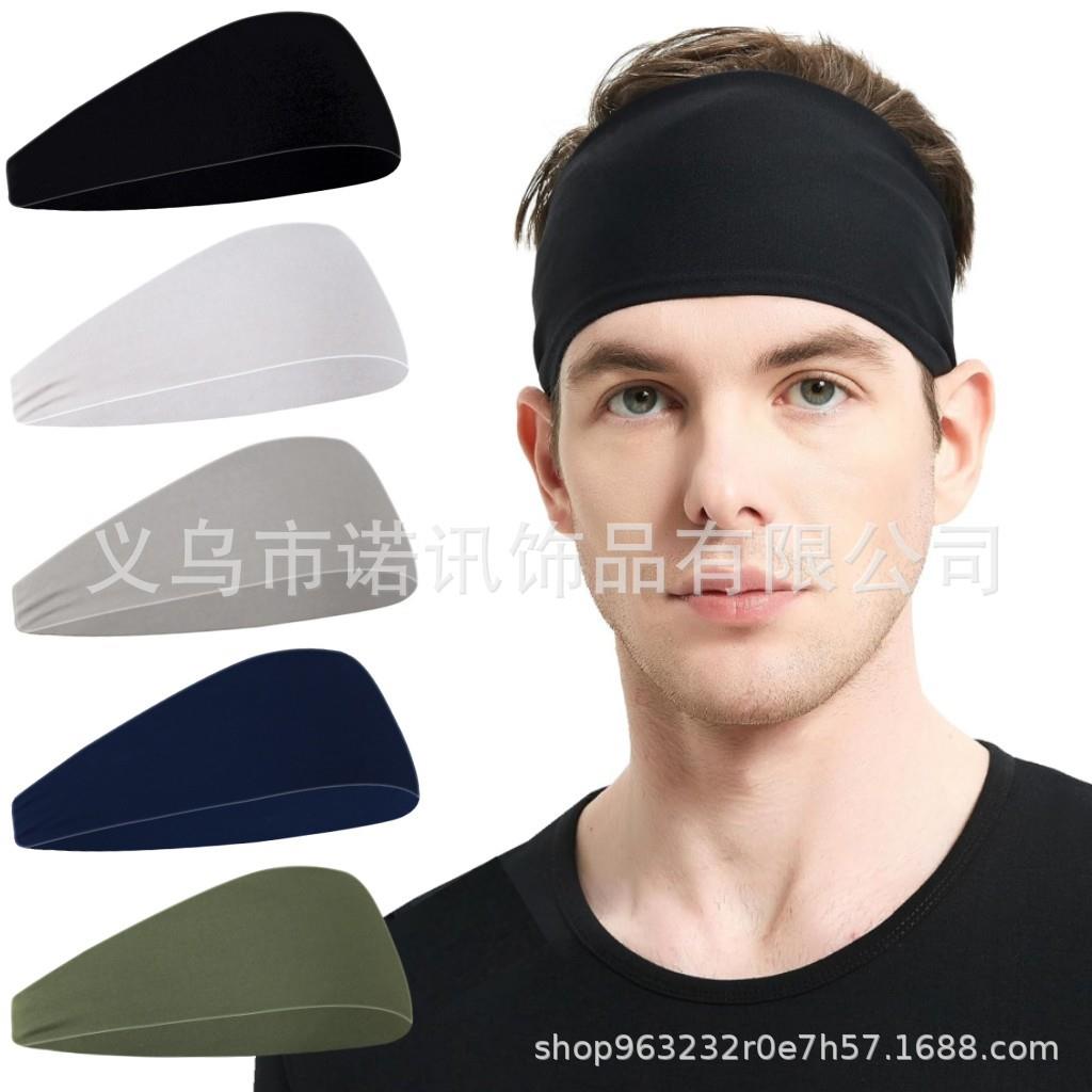 亚马逊新款跑步健身发带男女运动瑜伽吸汗带弹力棉头巾纯色头巾