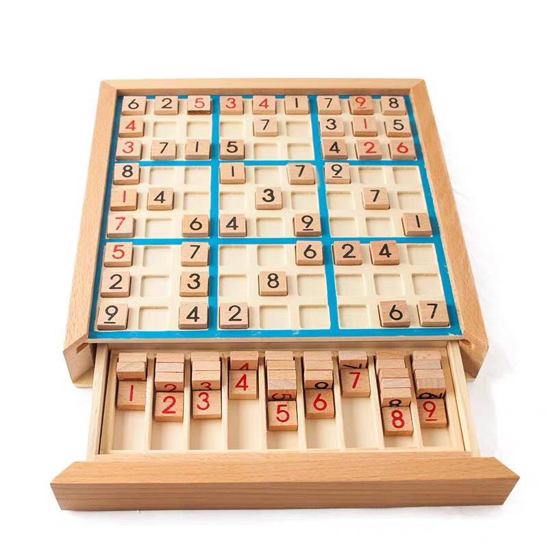 木制带抽屉九宫格数独游戏棋 数学逻辑思维训练 儿童益智桌游玩具