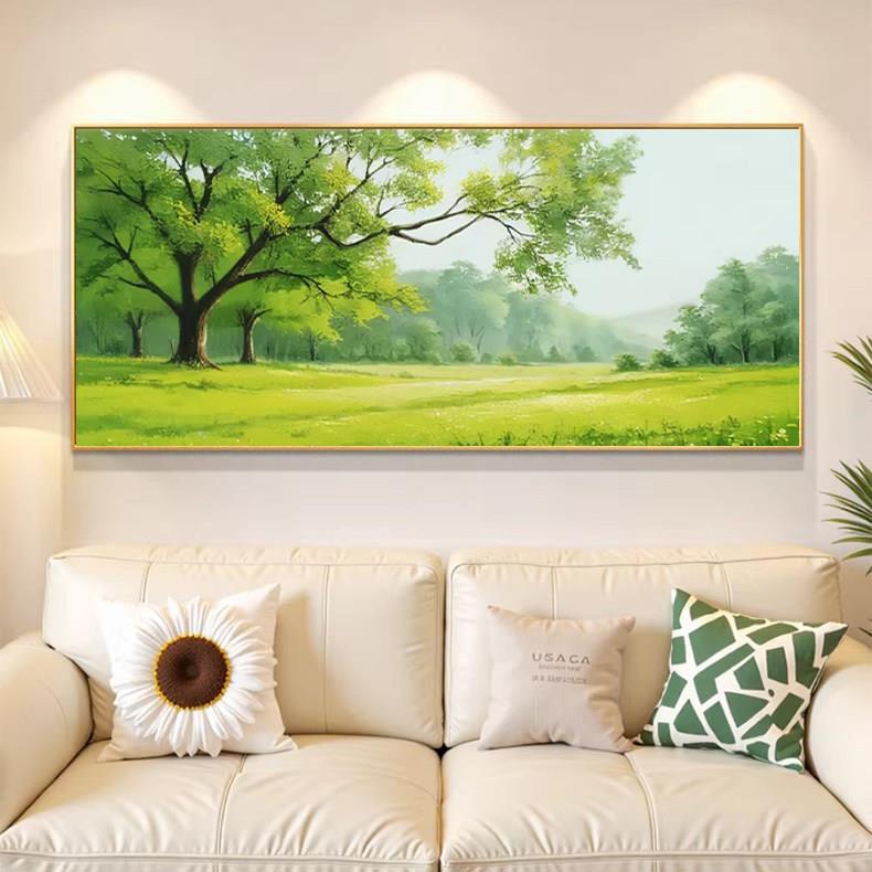 绿色自然山水风景装饰画入户玄关过道挂画客厅卧室床头背景墙壁画