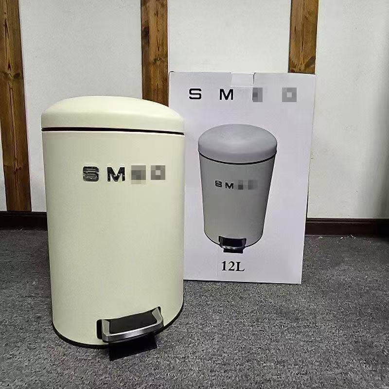 斯麦格垃圾桶家用简约不锈钢客厅卧室12L大容量脚踩带盖垃圾桶
