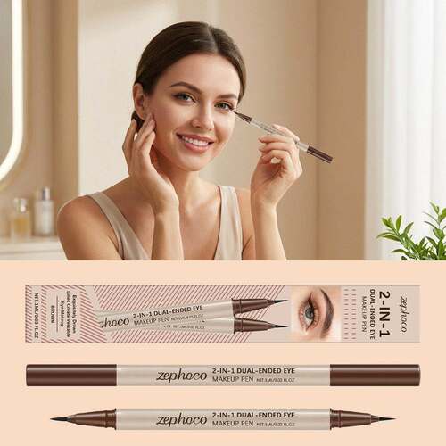 Zephoco Brown Dual-Head Eyeliner - Smooth application, resis