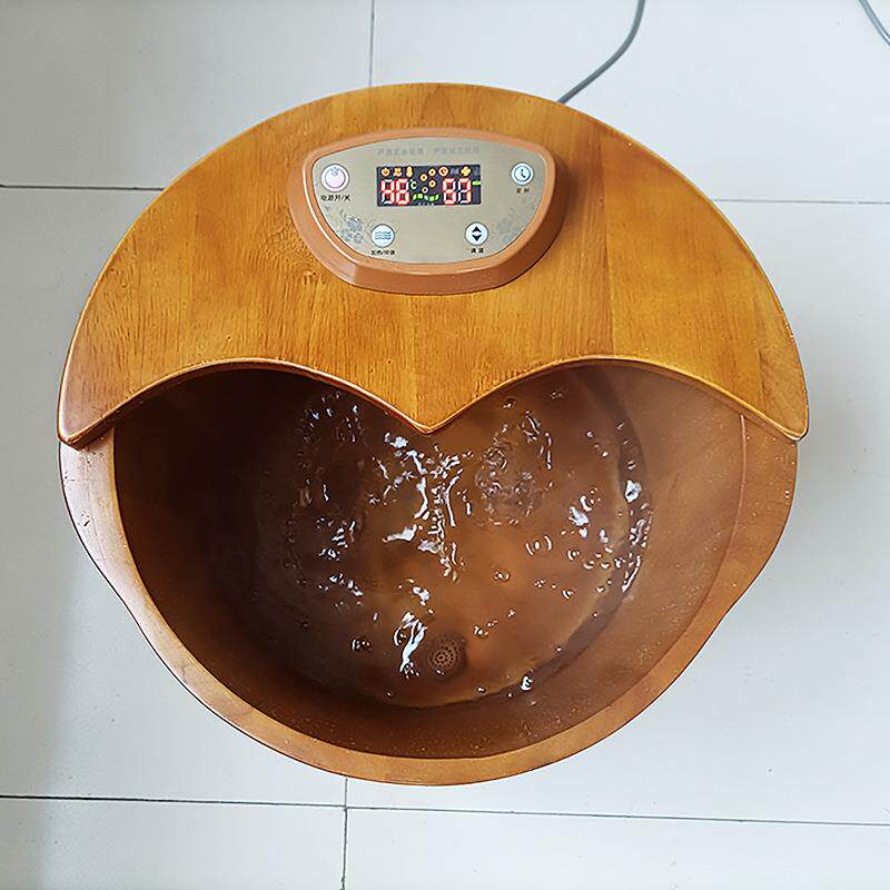 泡脚桶家用电加热恒温小腿足浴桶泡脚盆气泡冲浪洗脚橡木足浴木桶