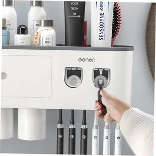 rack wall bathroom shelf set toothbrush caddy holder shower