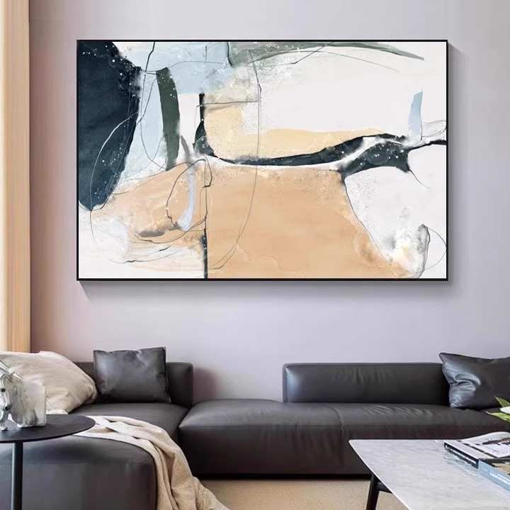 抽象客厅装饰画沙发背景墙卧室床头挂画现代简约横版酒店宾馆壁画