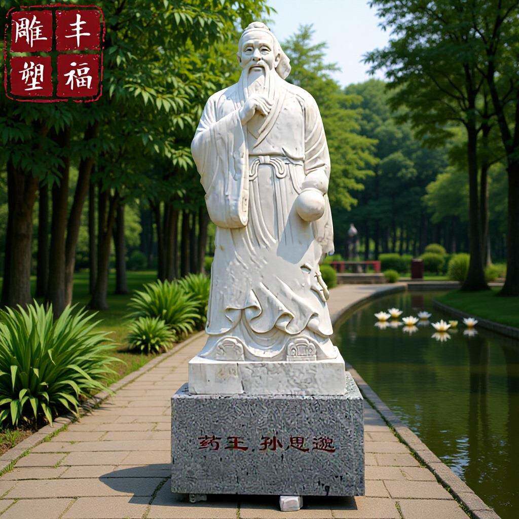 汉白玉孙思邈石雕人物像石材四大名医雕塑大理石孙思邈全身像