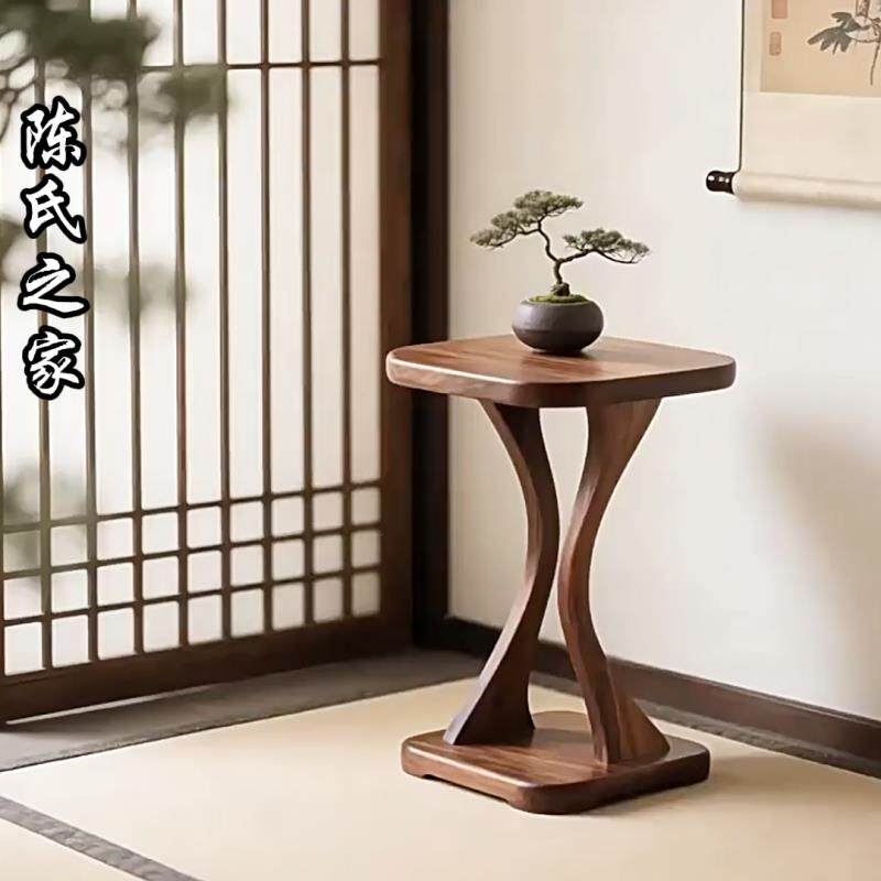 小户型小茶几新中式实木花架客厅家用花几现代简约轻奢花架花架子