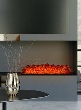 e火焰客厅圆形木炭用家壁RHO炉法式装饰2D仿火炭芯l灯d假火