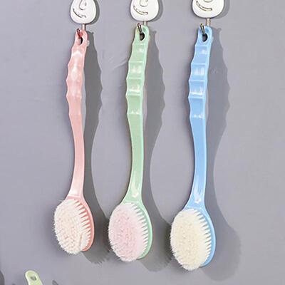 Long-handled soft bristle bath brush for body washing, suita