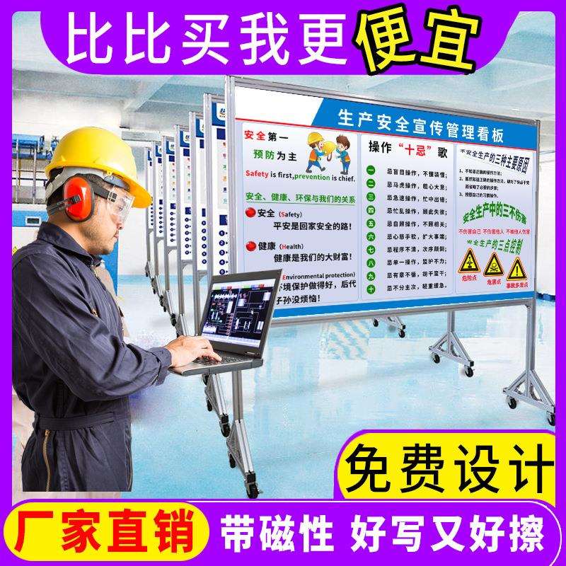 磁性工业铝合金型材移动式白板生产车间看板工厂质量管理展板宣传