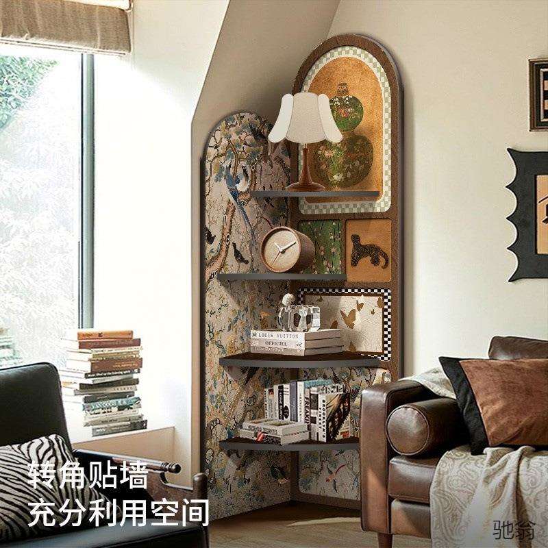 中古风装饰画客层架厅电视柜SBN角旁边转角柜复古置物多收纳柜三