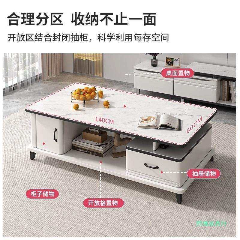 轻奢茶几客厅家用小户型现代简约电视柜组合套装钢化玻璃高级茶桌