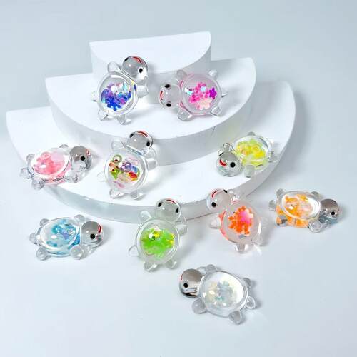 New Glowing Transparent Sequin Turtle Cute DIY Clay Accessor