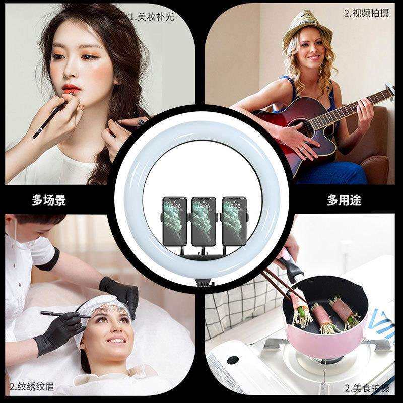 14寸直播灯三色美颜灯拍照专用led专业摄影补光灯提亮可调光