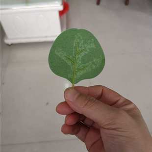 仿真花叶配件 饰布叶 单片金钱叶丝印尤加利叶 壁挂藤条成品把束装