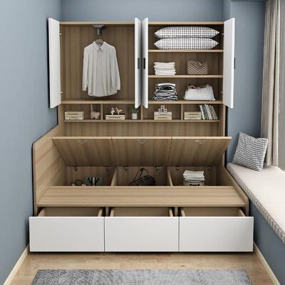 实木榻榻米床带侧柜一体卧室省空间儿童房储物组合床小户型可