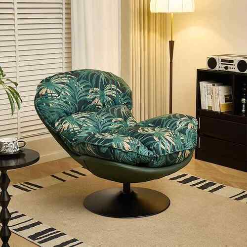 蛋壳厅发椅轻奢家用沙发客阳休台休闲闲椅单人懒人花495布躺沙椅