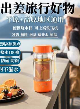 旅行便携式电热水杯双层保温迷你小型玻璃养生杯低功率学生宿舍用