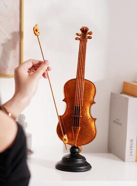 创意覆古树脂小提琴模型摆件软装饰品摆橱窗摄影道具会所酒吧摆设
