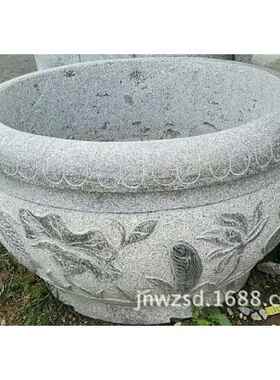 工厂石雕花坛制作办公场所石材花池造价别墅石头花器图片