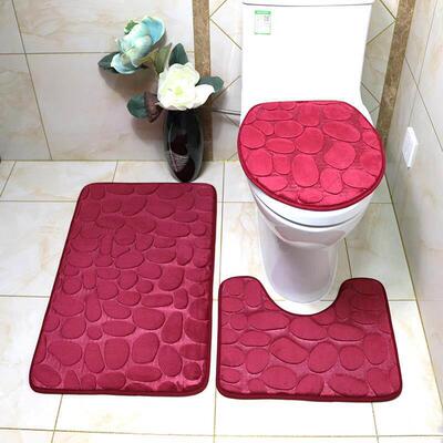 Goose stone toilet bathroom non-slip carpet floor mat set
