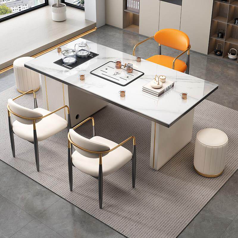 岩板茶桌椅组合2025新款高端轻奢现代高级感烧水壶一体全自动茶台