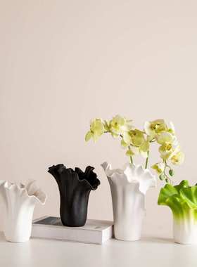 新款中古风白菜造型陶瓷花瓶家用艺术插花摆件客厅装饰花器高级感