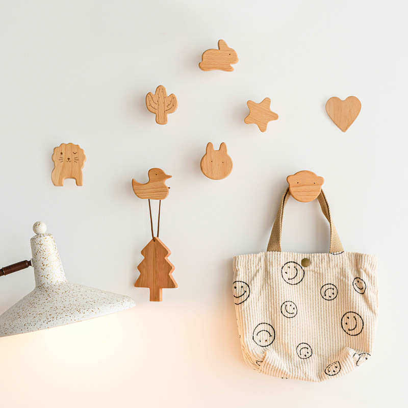 萌宠实木挂钩玄关门后免钉贴胶免打孔墙上壁挂衣帽创意厨房粘钩,家庭/个人清洁工具,粘钩,淘宝优惠券,粉丝福利购,淘宝优惠卷