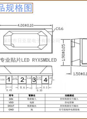 贴片02侧发光r0gb4020幻彩ed灯珠5V内RYX5050R置ic可编程4SK6812