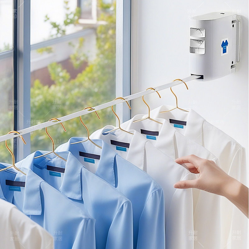 晾衣绳免打孔不锈钢晒衣服浴室阳台收缩伸缩衣架防风绳隐形绳子,家装主材,伸缩晾衣架,淘宝优惠券,粉丝福利购,淘宝优惠卷