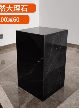 天然黑白根大理石底座雕塑台玄关客厅饰品摆件石材落地基座摆台柱