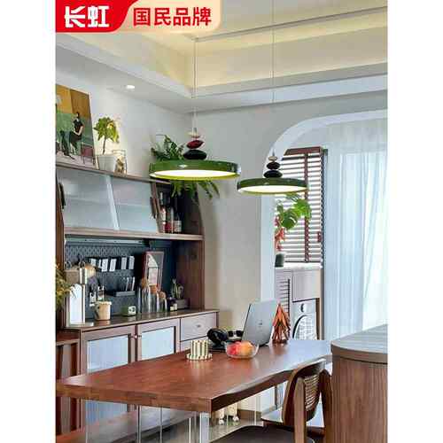 餐厅吊灯，古董风格设计师，可移动的深绿色餐厅台灯，法式奶油m