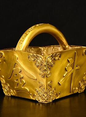 黄铜米斗摆件 铜日进斗金 家居办公桌面装饰创意礼品工艺品