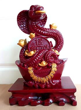 朱砂十二生肖蛇王摆件元宝灵蛇招财进宝家居办公室桌面风水用品